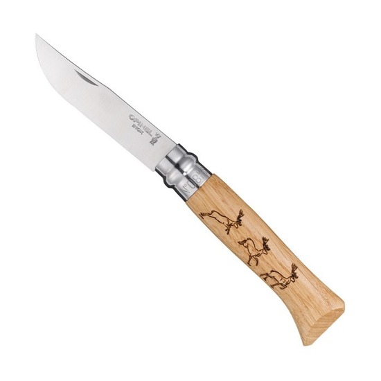 Нож Opinel №8 Animalia, дуб, гравировка олени