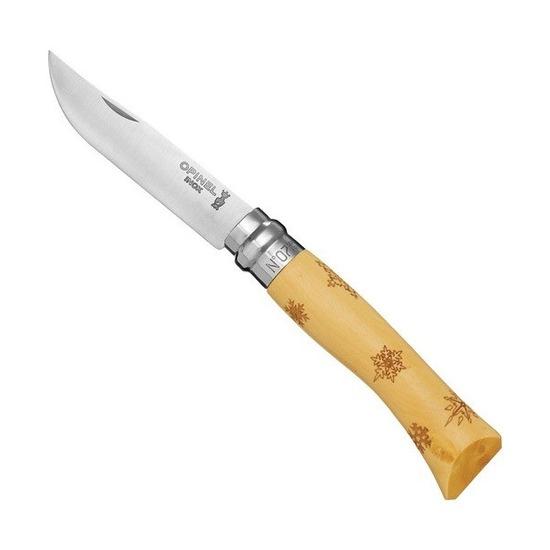 Нож Opinel №7 Nature, самшит, гравировка снежинки