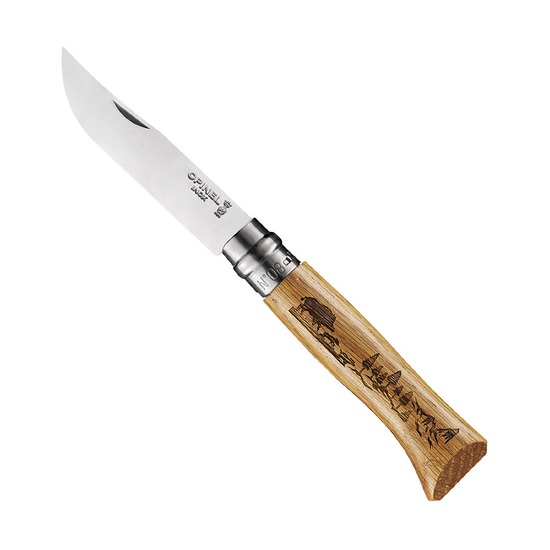 Нож Opinel №8, дуб, гравировка кабан