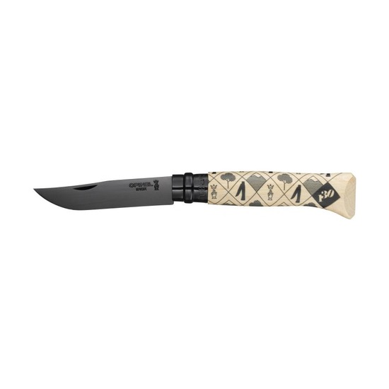 Нож Opinel №08, нержавеющая сталь, рукоять из граба, с черным лезвием