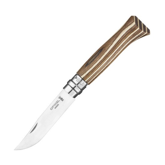 Нож Opinel №08, нержавеющая сталь, ручка из березы, коричневая ручка