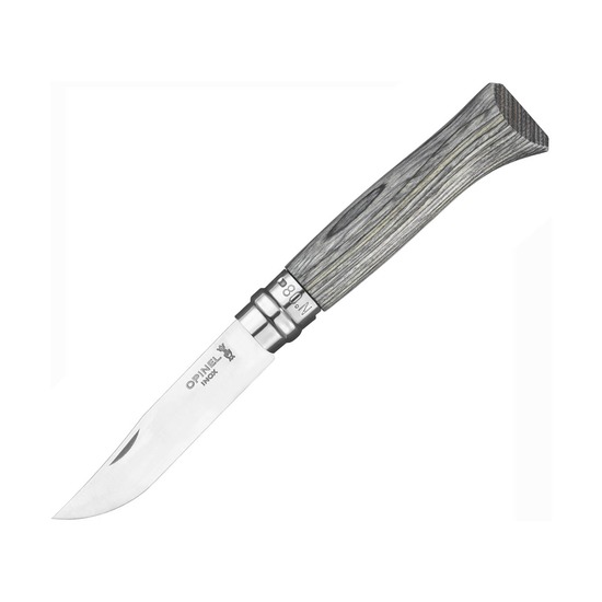 Нож Opinel №08, нержавеющая сталь, ручка из березы, серая ручка